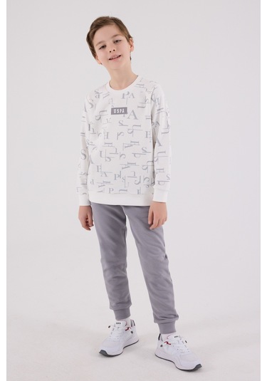 Lisanslı Erkek Çocuk Alt Üst 2 Parça Eşofman Takımı Us2230 BEYAZ