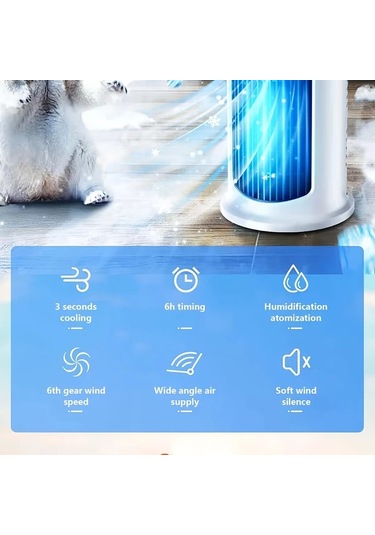 Motion003 Beyaz Taşınabilir Klima Nemlendirici Fan Usb Soğutucu 3ü 1 Arada Ofis Ve Ev Kullanımı Hava Koşullandırıcı