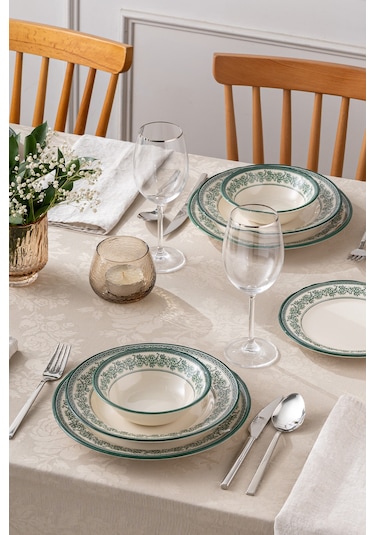 Emsan Arya 24 Parça 6 Kişilik Yemek Takımı Yeşil Yeşil