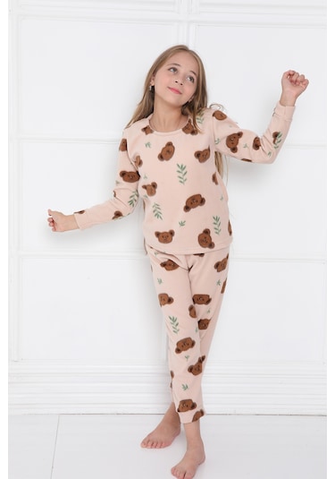 Fames Pijama Kişlik Çocuk Polar Pijama Takim KREM