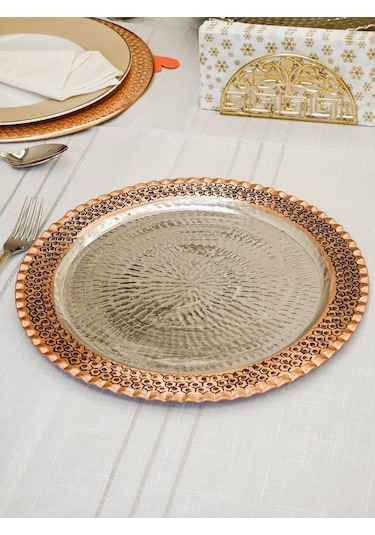 Modabakır Bakır Supla, Tabak Petek İşlemeli 27 Cm Model:456658 Bakır