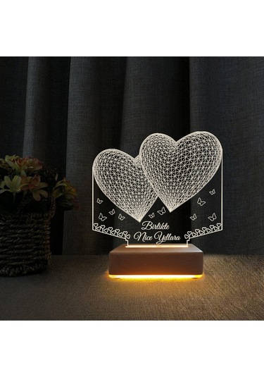 2 Kalpli 3d Lamba Yıldönümü Hediyesi Lambası