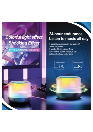 Yüksek Bass Bluetooth Hoparlör Rgb Led Bt Tf Kart Radyo Destekli