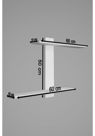 Dekorfim DF05104AC Dekoratif Z Raf Kitaplık Duvar Rafı İkili Raf