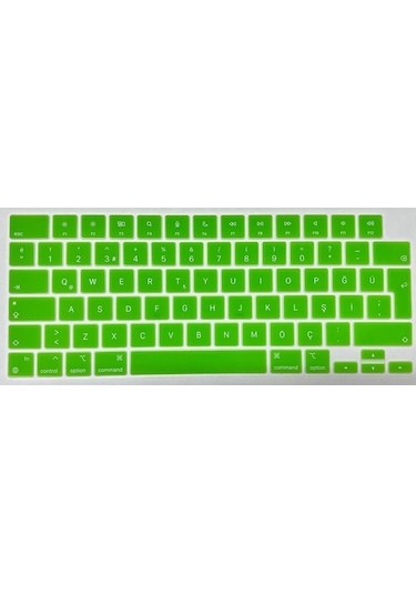 Arabulalaca Apple Uyumlu MacBook Pro 16.2 A2780 Türkçe Q Silikon Klavye Yeşil