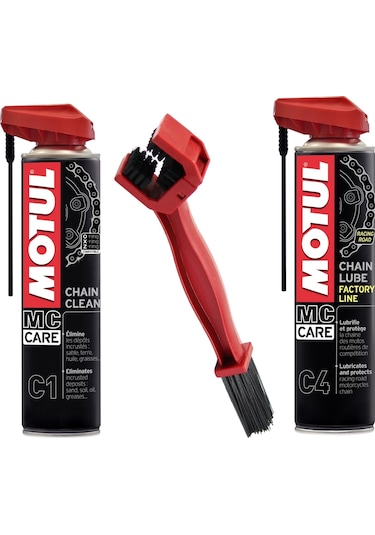 Motul Yeni C1 + C4 + Fırça Zincir Bakım Seti
