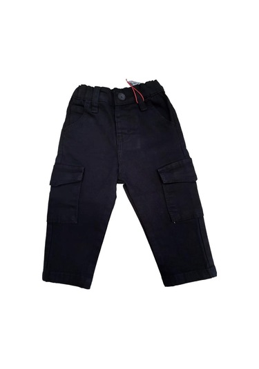 Erkek Bebek Cep Detaylı Kargo Pantolon-13592 Siyah