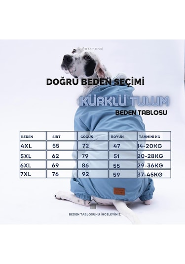 Gri Kürklü Orta Büyük Tulum Yağmurluk Köpek Kıyafeti Köpek Yağmurluğu 18-40 Kg Arası Orta Büyük Irklar
