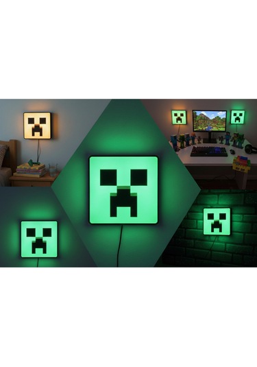 Sincara Home Minecraft Creaper Figürlü Gece Lambası Lightbox Yeşil
