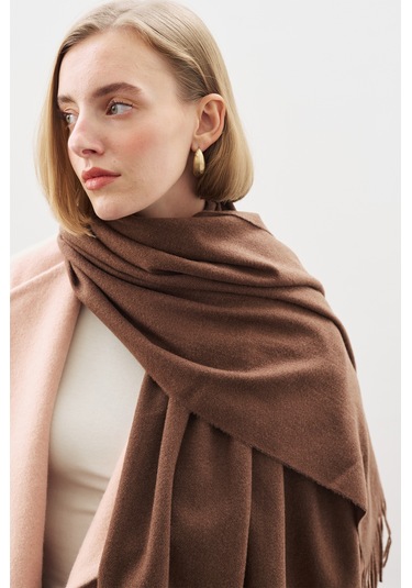 Kaşmir Dokulu Şal Kahverengi Kahverengi