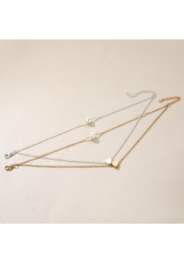 Gümüş Moda İnci Aşk Çift Katmanlı Entegre Halhal Aksesuarları Bayanlar Kişilik Vahşi