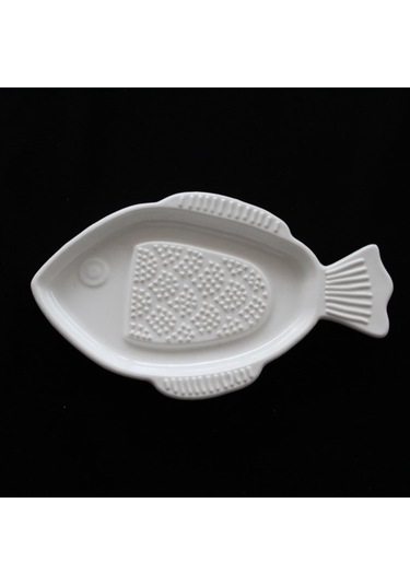 Lüks Porselen Balık Figürlü Bebek Elma Rendesi Meyve Sebze Püre Rendesi Mama Rendesi Beyaz