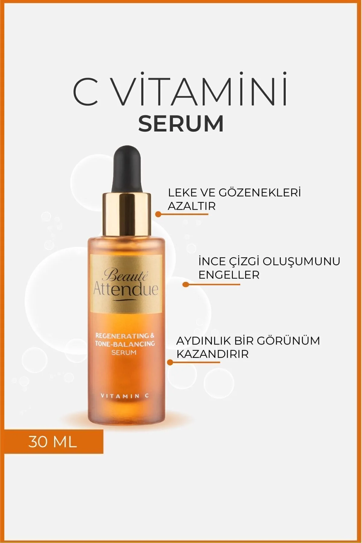 Beaute Attendue Vitamin C, Ton Eşitleyici,aydınlatıcı,leke Karşıtı,antioksidan Serum Ascorbicacid, Hyaluronicacid