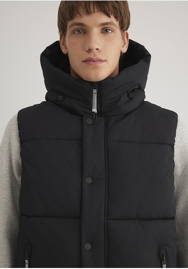 Mavi - Kapüşonlu Siyah Şişme Yelek 0110306-900