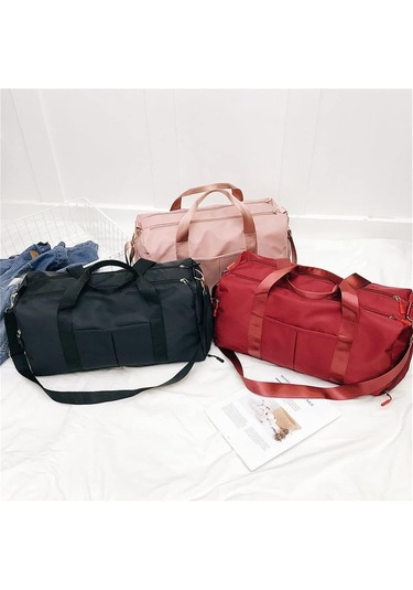 Spor Çantası Kadın Spor Spor Çantaları Açık Hava Su Geçirmez Naylon Erkek Kadın Eğitim Fitness Seyahat Çantası Yoga Matı Spor Çantası Ayakkabı Bölmeli Pembe