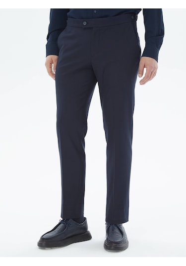 Kip Lacivert Dokuma Regular Fit Casual Pantolon Lacivert