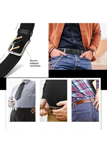 Örgü Lastik Kemer 3,5cm - Şort Kemeri - Kot Kemeri - Kanvas Pantolon Kemeri - Kahverengi Kahverengi