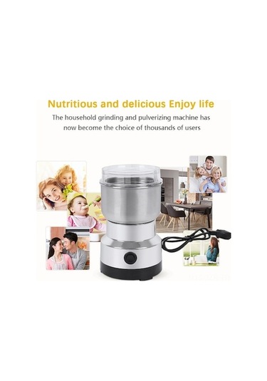 Ulzyvf Elekli Mini Paslanmaz Çelik Baharat Öğütücü 4 Kenarlı Bıçak 150w Kahve Öğütücü Gümüş Gümüş