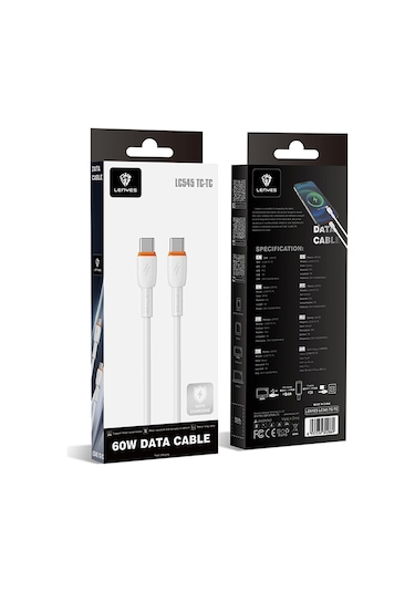 Lenyes Lc545 Type-c To Type-c Pd Kablo Hızlı Şarj Özellikli Data Ve Şarj Kablosu 60w 1m Beyaz