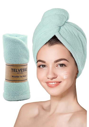 Kalın Mikrofiber Saç Havlusu Plaj Deniz Havuz Bonesi Kurulama Ban Mavi