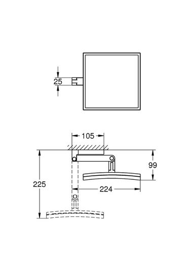 Grohe Selection Cube Krom Duvara Monte Makyaj Aynası