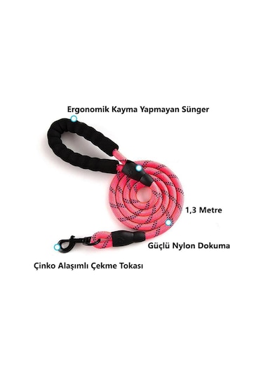 Technosmart Köpekler Için Gezdirme Tasması Reflektörlü 130 Cm Hal Siyah