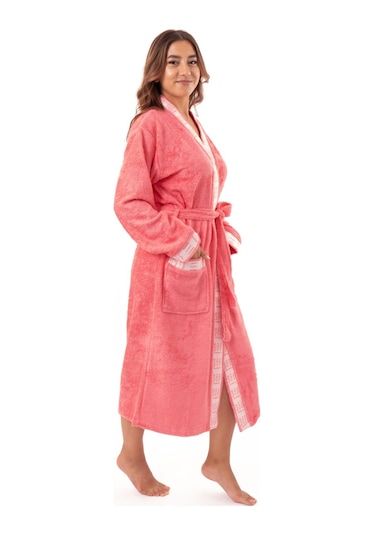 %100 Bambu Kimono Kadın Bornoz Nar Çiçeği