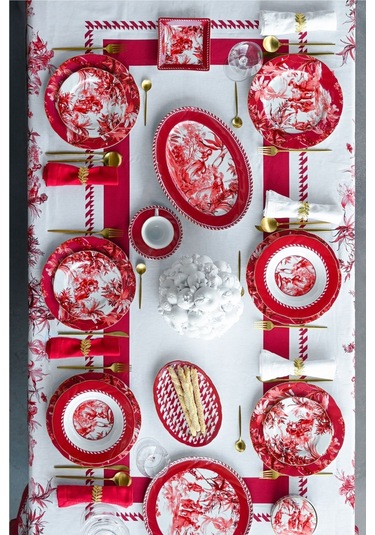 Le Rouge Oval Porselen Tabak 36x26 Cm Kırmızı