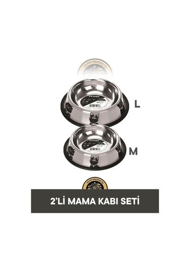 M-pets 2'li Çelik Mama Kabı M L
