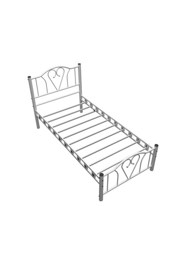 Argimo Orkide Tek Kişilik Ferforje Beyaz Metal Karyola 90x190