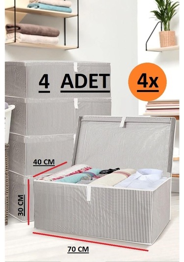 Daisyhome 4 Adet Kapaklı Kutu Hurç Mega Boy 70 40 30 Çok Amaçlı Kutu Hurç