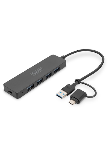 Usb 3.0 Hub, 4 Port, Slimline Usb-c Adaptörlü, 5gbps, 0,2 M Ka...