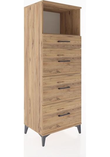 Hyperion Dolap Tek Raflı 4 Çekmeceli 60x44x163 Çam-çam Çam