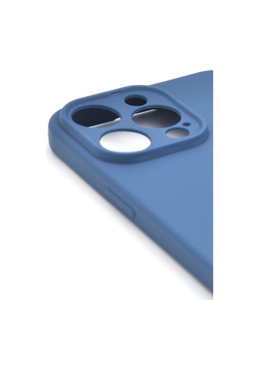 İphone 14 Pro Max Uyumlu Düz Renk Esnek Yumuşak Silikon Kılıf Rubber İndigo Mavi
