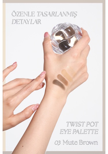 Muzıgae Mansıon Twist Pot Eye Palette 4'lü Far Paleti + Mini Boy Icy Glow Set 03 Mute Brown