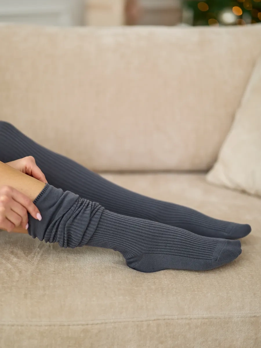 John Jeniford Yüksek Çizgili Gri Saysiz Çoraplar 300498616 Gri