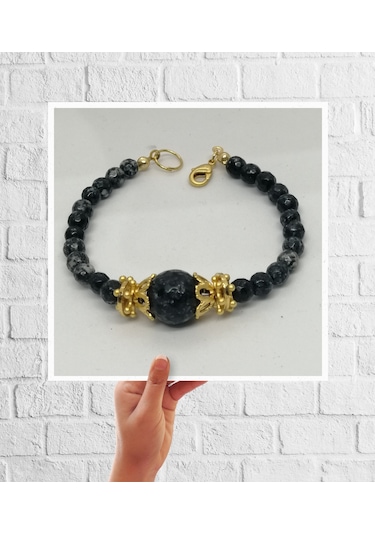 Glamglamour Larvakit Taşlı Bileklik Siyah