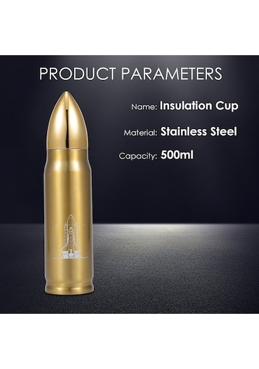 Ulzyvf Paslanmaz Çelik 500ml Termos Matara - Altın Sıcak Soğuk Koruma, Seyahat Ve Spor İçin Altın