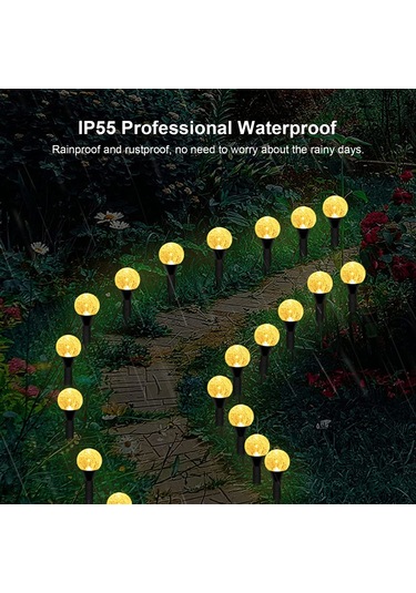 Güneş Kabarcıkları Çim Lambası Dize Seti 30 Işıklar Açık Peyzaj Çok Renkli