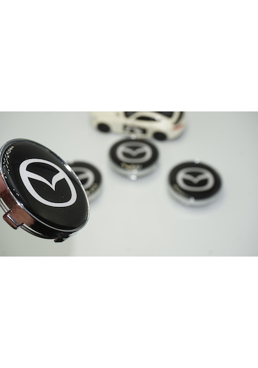 Mazda Jant Göbeği Gümüş Siyah Kapak Seti 60mm