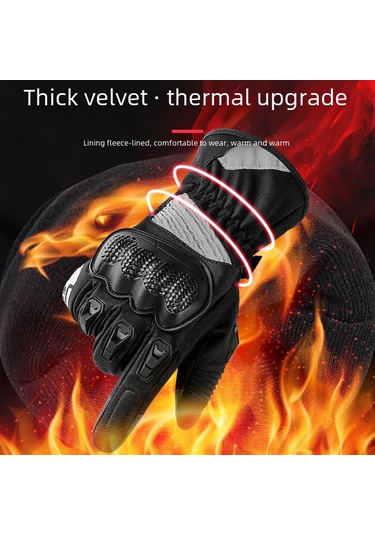 Yunboo Kışlık Su Geçirmez Isı Sağlayıcı Dokunmatik Ekranlı Uzun Tip Motosiklet Bisiklet Kaynaklı Kaza Koruma Eldiveni Siyah L