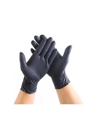 İnter Müller Dokulu Siyah Nitril Eldiven 50'li