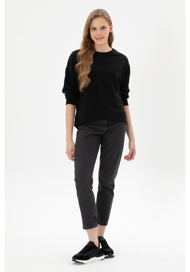 U.S. Polo Assn. Kadın Siyah Bisiklet Yaka Basic Sweatshırt 50313565-VR046