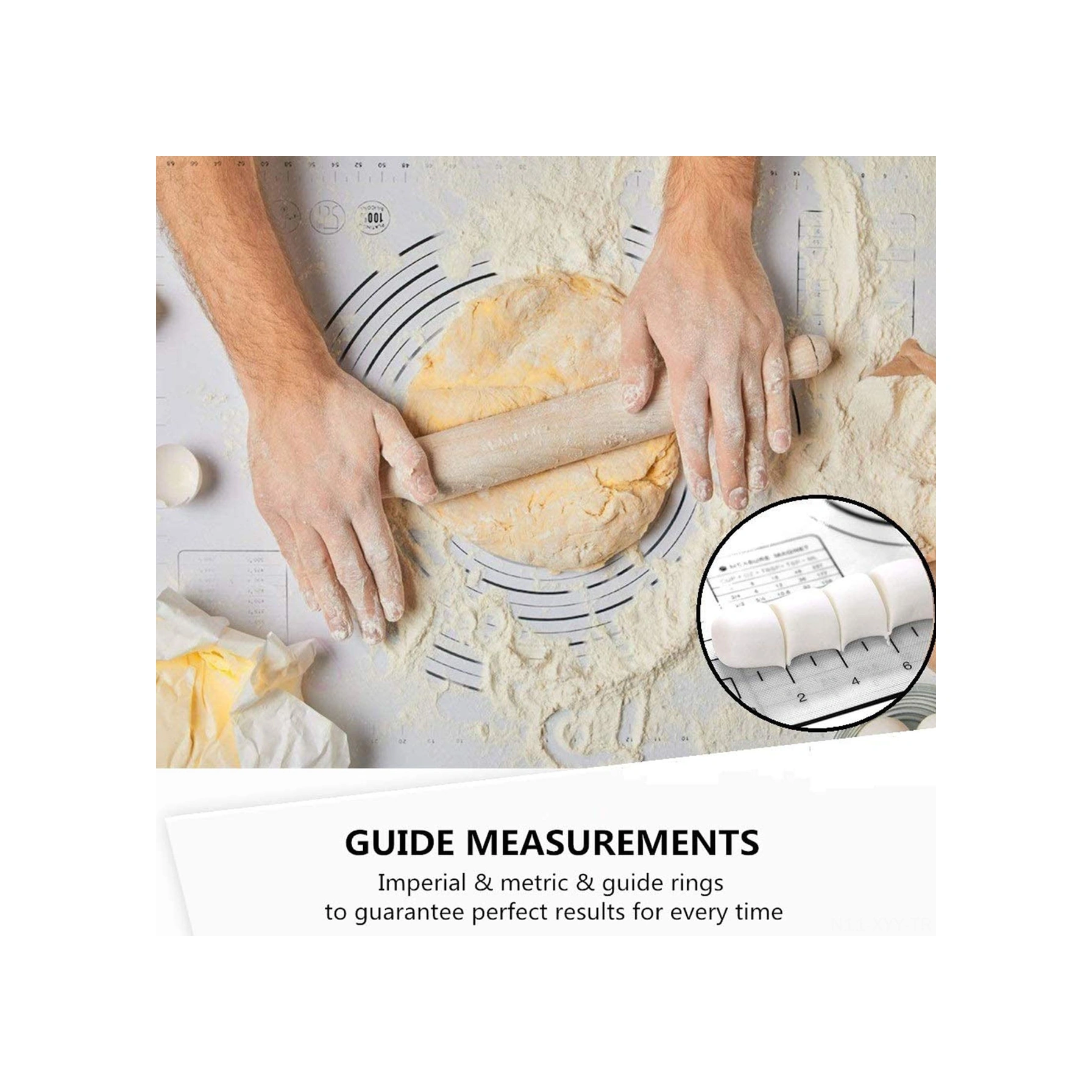 Yaleker Güvenli Silikon Hamur Yoğurma Matı Siyah, 29x26cm - Ölçü Çizgili, Kaymazsız, Hamur Tutmayan, Ev Fırıncıları İçin Pratik Alet Siyah