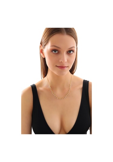 925 Ayar Gümüş Küçükten Büyüğe Sıralı Zirkon Taşlı Kolye Altın