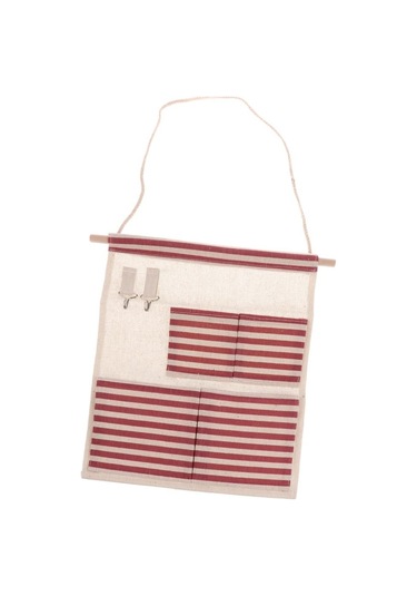 Suntek Pamuk Keten Kapı Duvar Asılı Saklama Çantası Ev Düzenleyici 4 Cepli Kırmızı Çok Renkli