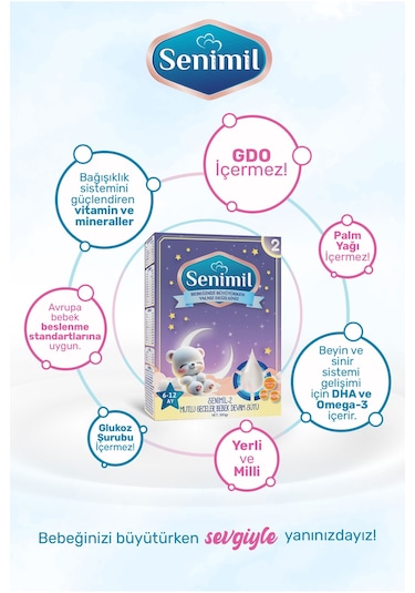 Senimil 2 Mutlu Geceler Bebek Devam Sütü 300 G 2 Adet