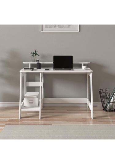 Country Ergonomik Çalışma Masası, Modern Bilgisayar Masası - Beyaz