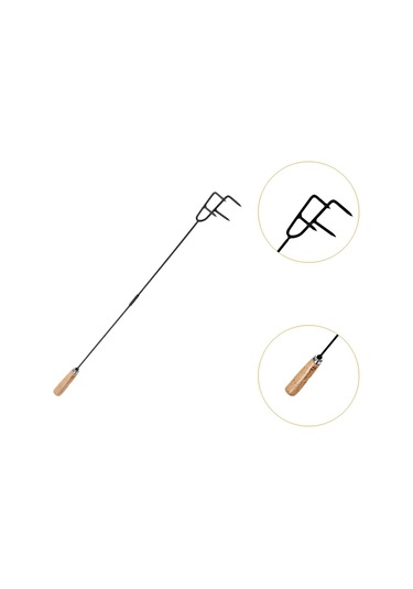 Homyl Toz Alma Kancası Ahşap Saplı Dövme Demir Ateş Stil-a Stil A Çok Renkli