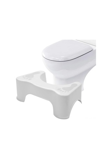 Youtek Beyaz Tuvalet Yardımcı Tabureği - Kayma Önleyici Banyo Oturma Sandalyesi Kolon Sağlığı İçin Kolon Sorunlarını Önleyen Ayaküstü Beyaz